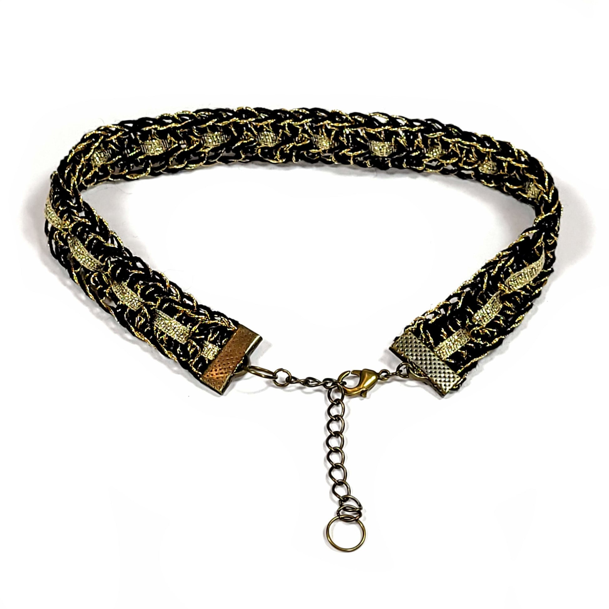 Black and Gold Crocheted Choker