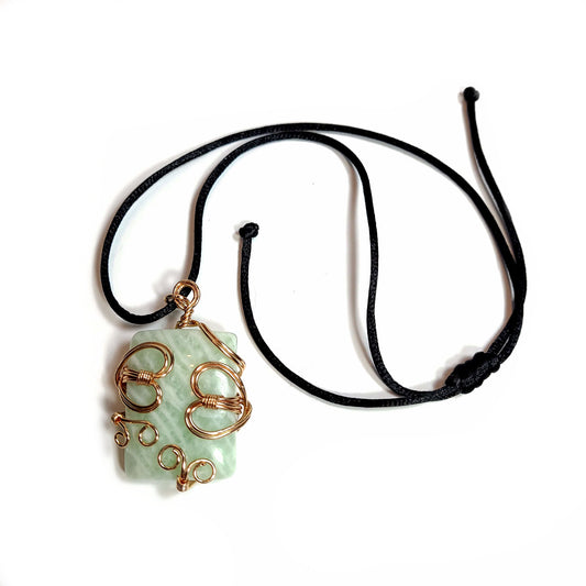 Wire Wrapped Amazonite stone pendant necklace.