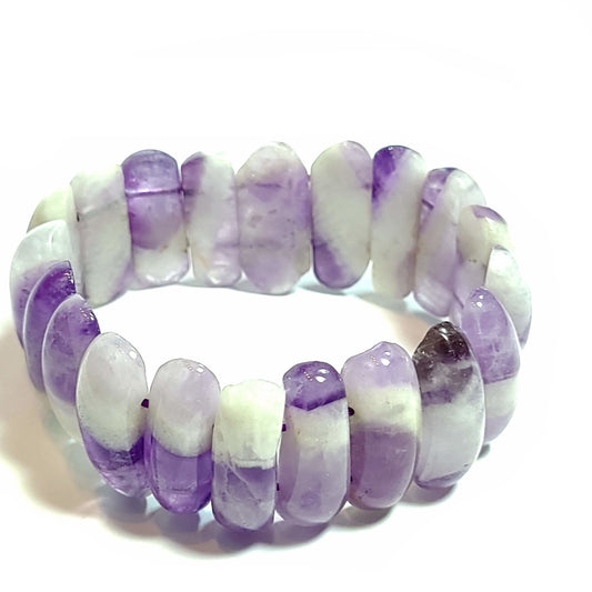 Oblong amethyst beads elastic bracelet